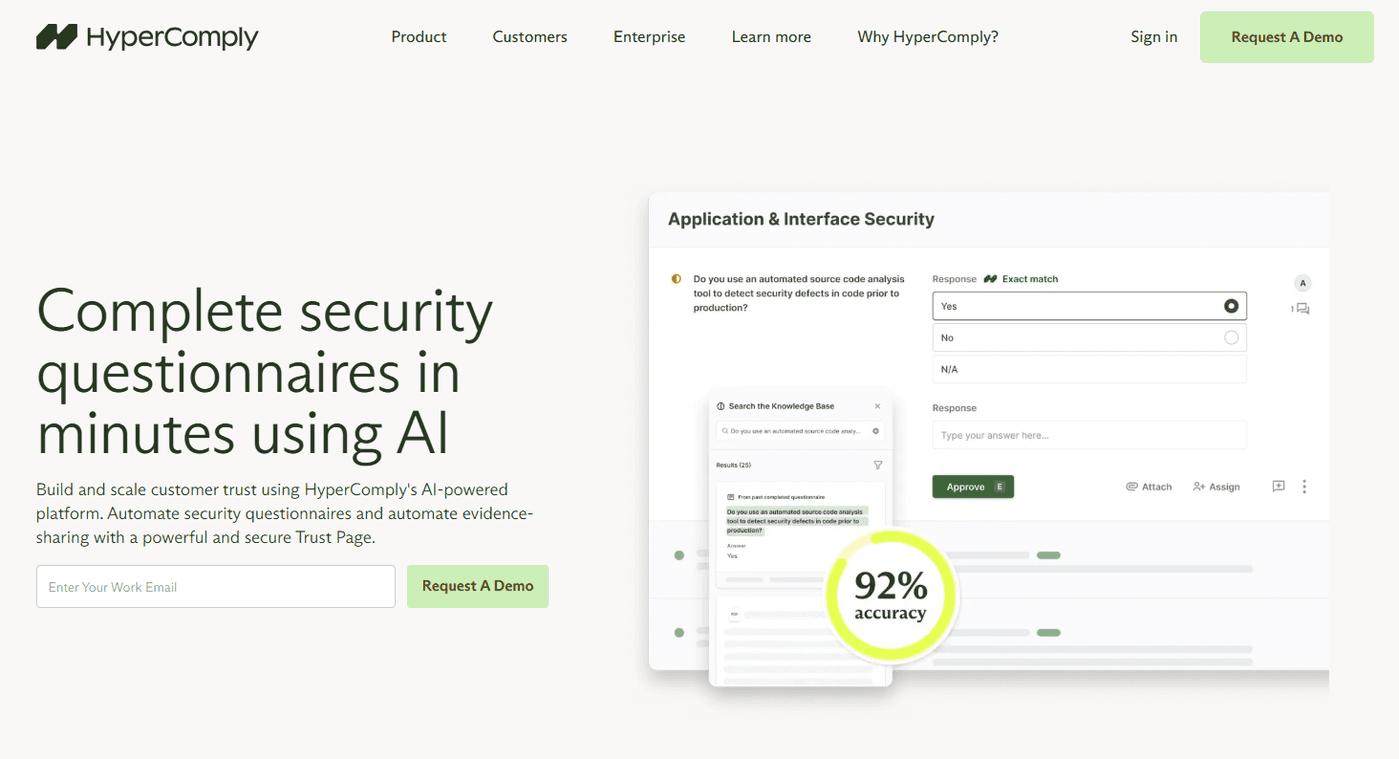 HyperComply: Best For Fast Security Questionnaire Turnaround