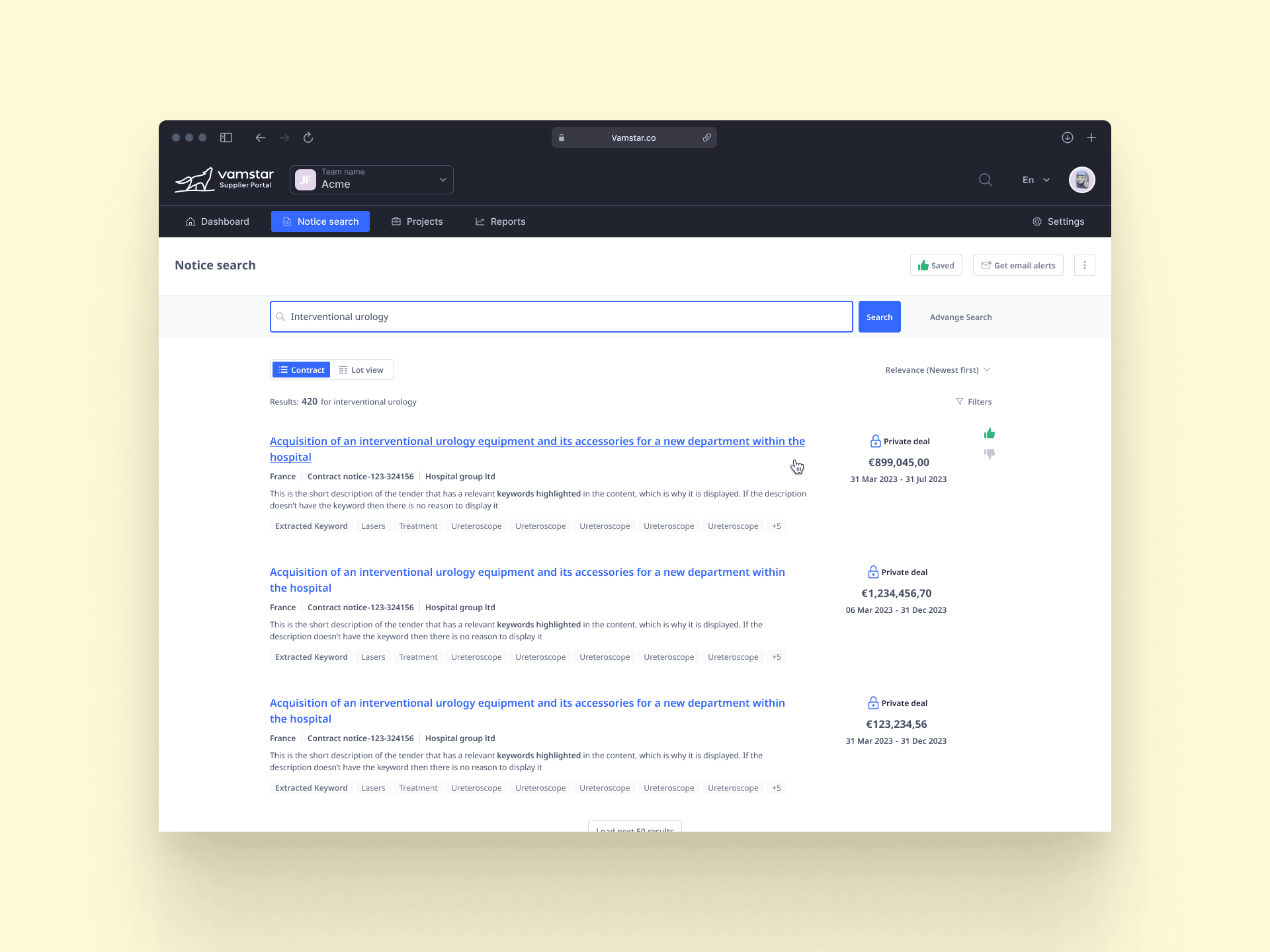 Updated Vamstar dashboard