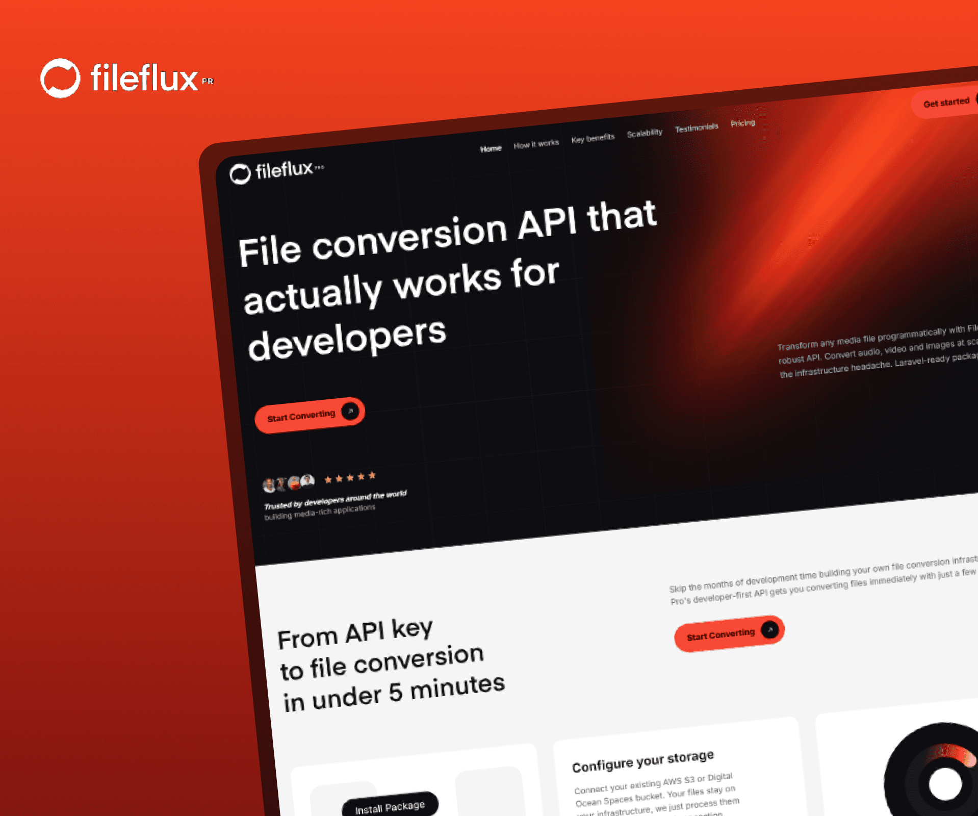 Image presenting a hero section of FileFlux website