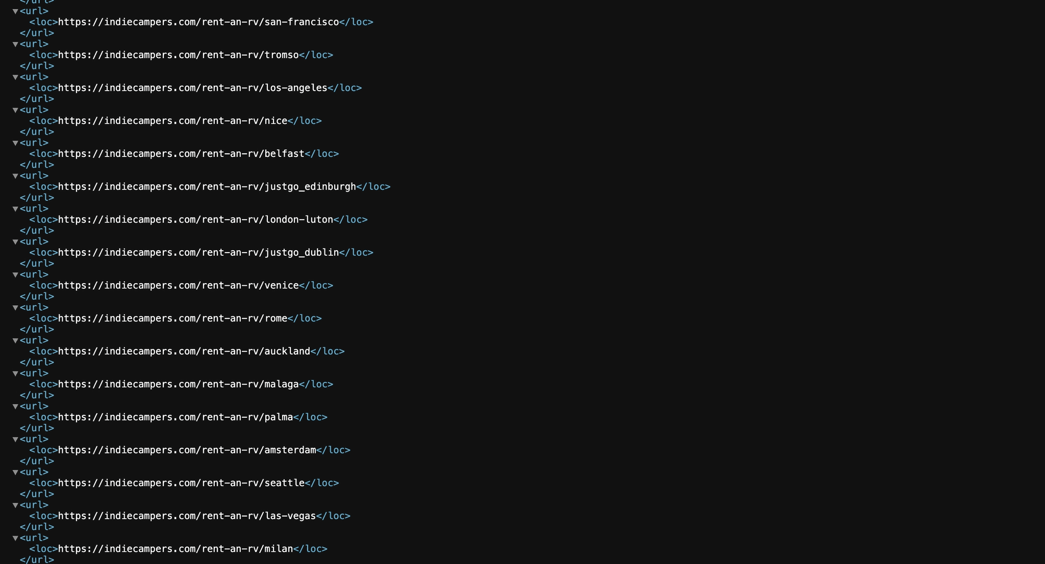 Sitemap listing pre-migration URLs that now 301-redirect