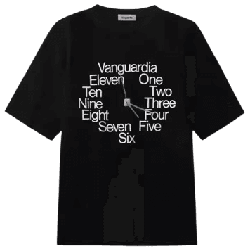 Vnguardia 520 Clock Couple Loose Black Printed Short Sleeve T-Shirt