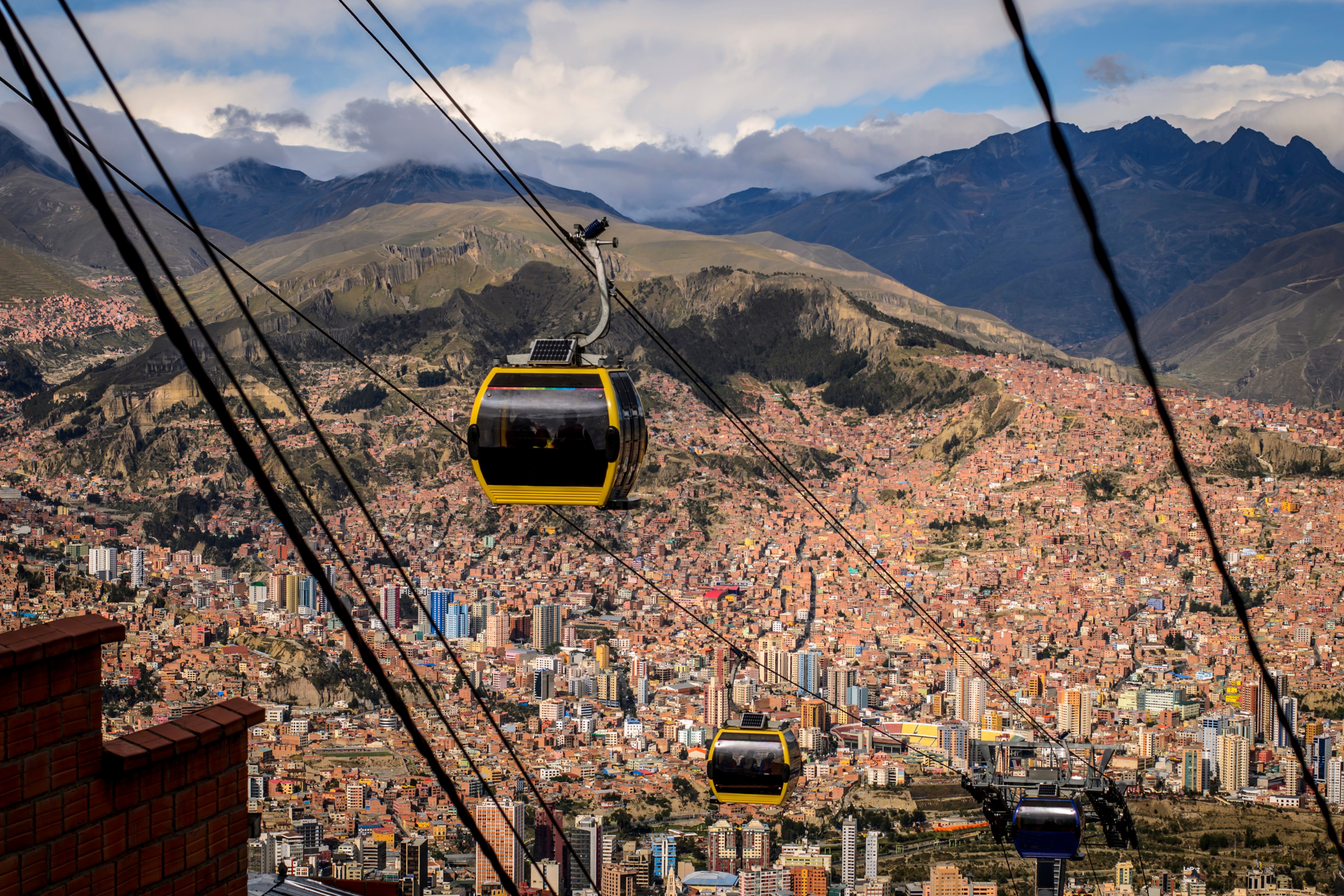 Cable cars in La Paz, Bolivia.