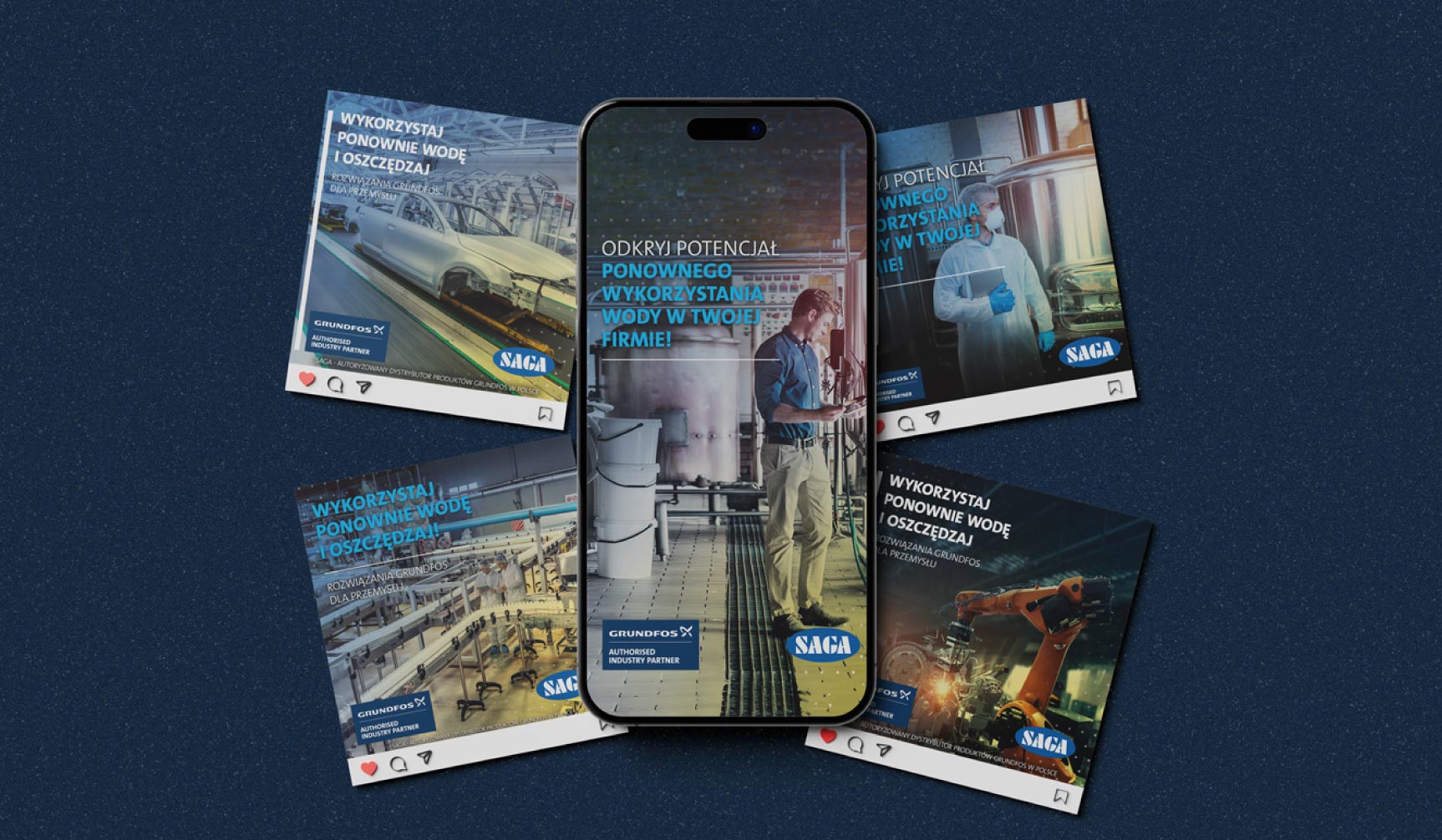 projekty postów na social media ułożonych na telefonie