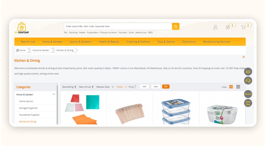Go Dropship homepage