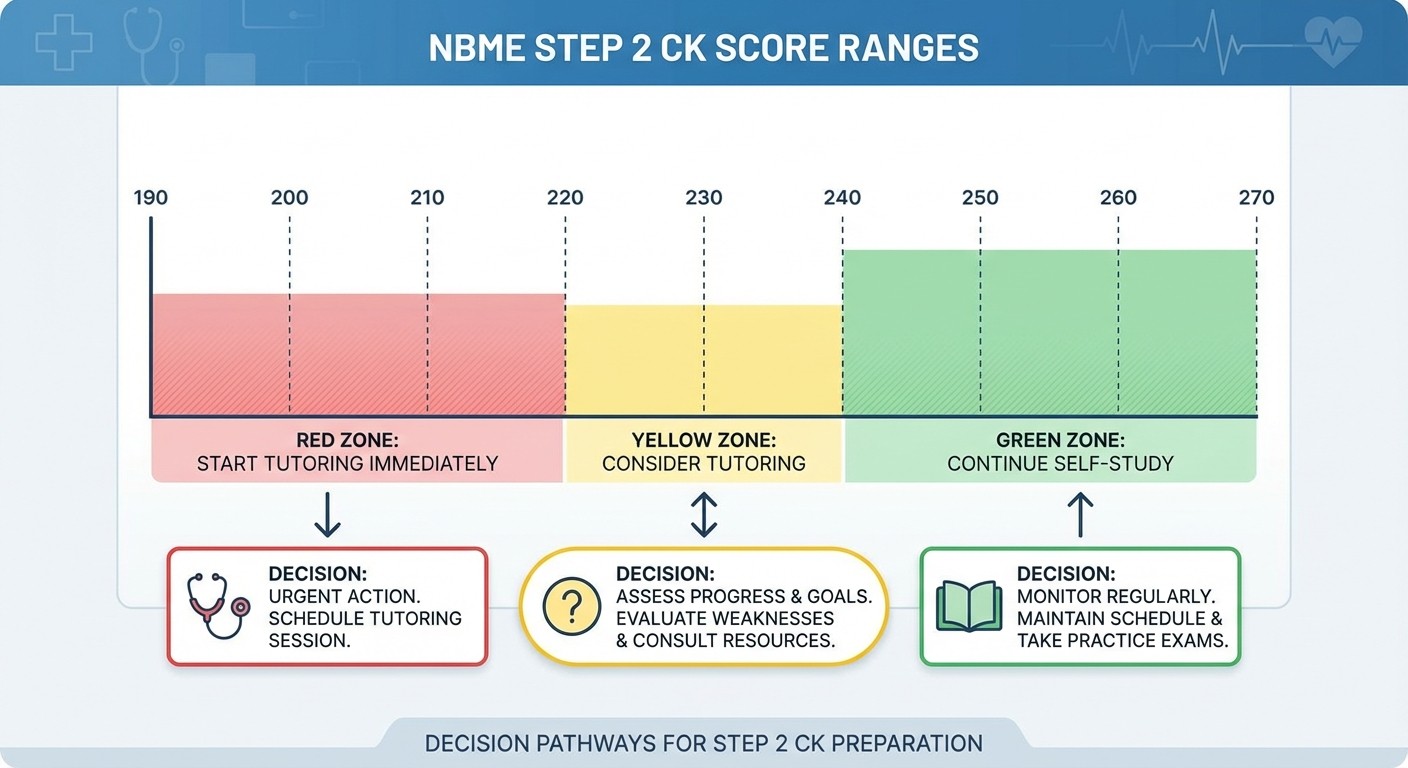 NBME score decision points for when to start Step 2 CK tutoring
