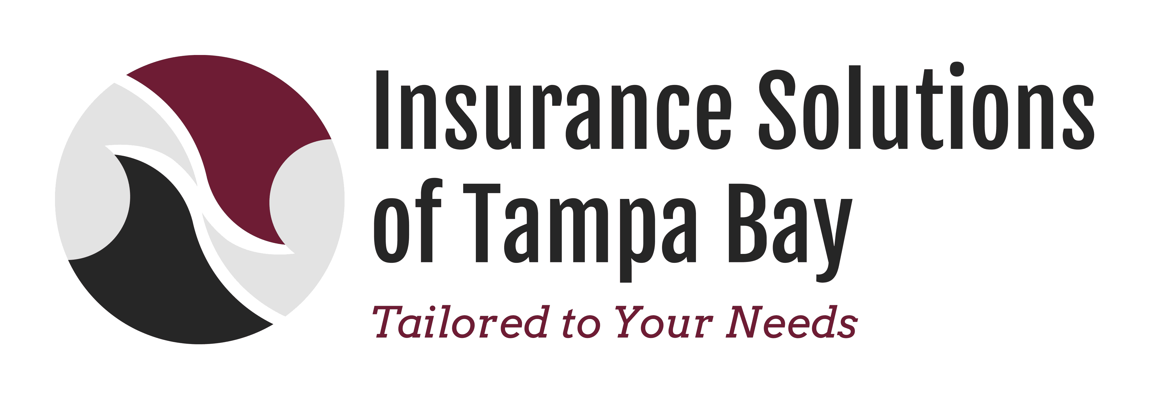 Gray, White, and Burgandy logo with the words "Insurance Solutions of Tama Bay. Tailored to Your Need"