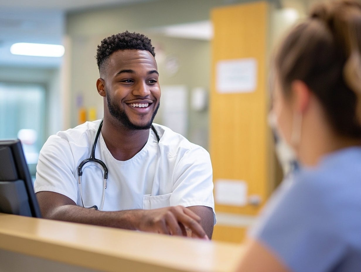 Nurse at his desk