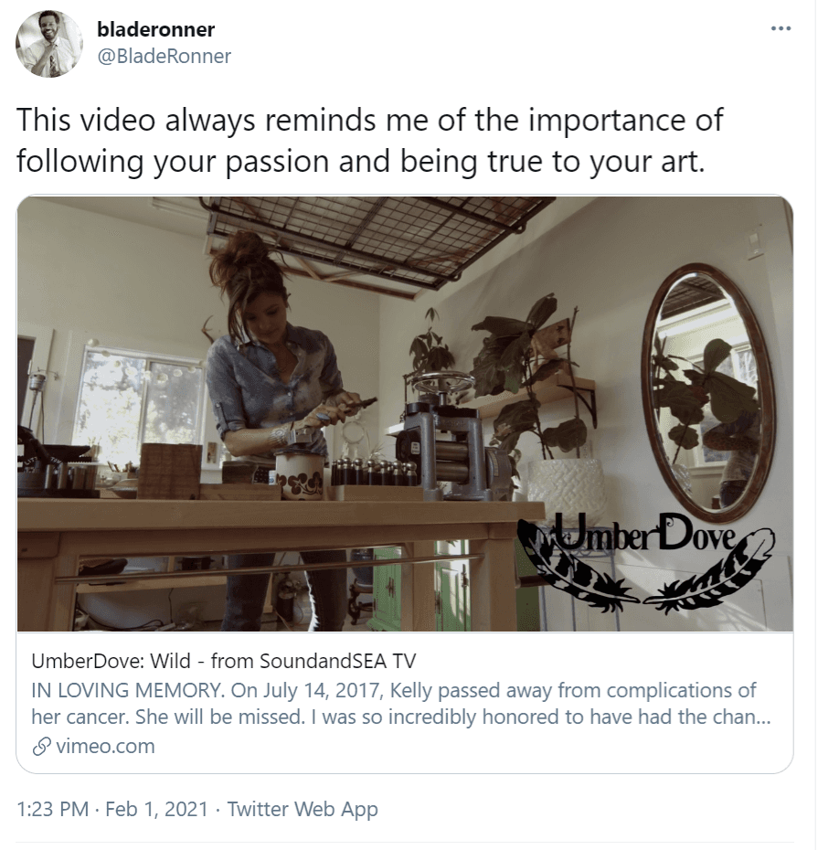 Video embedded in Twitter steram.