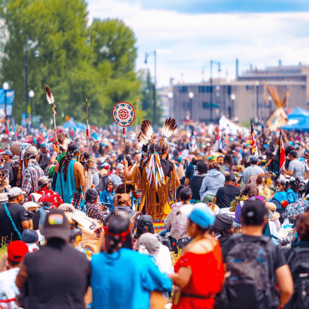 Two men discuss a project while standing at a laptop in an office.