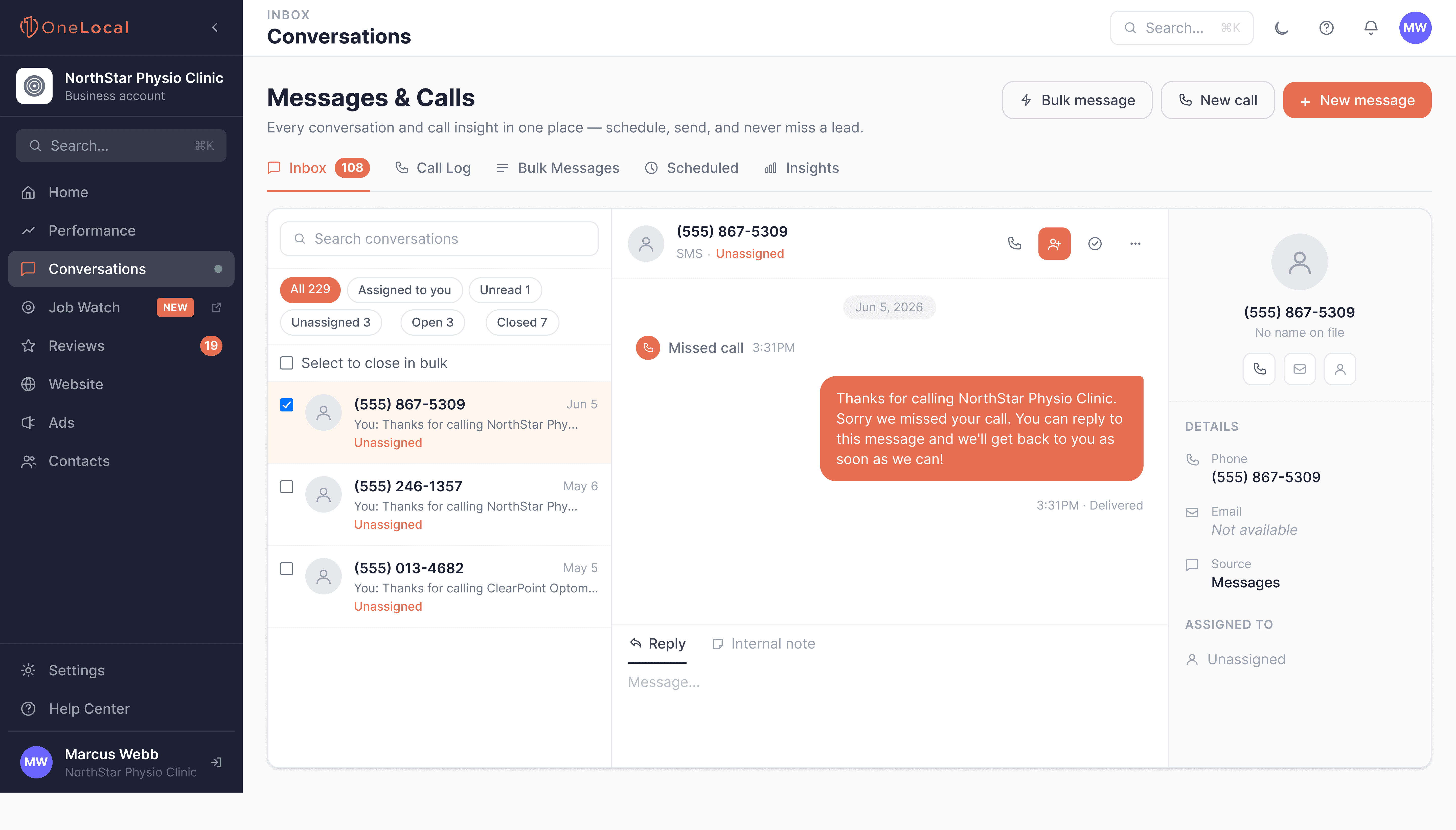 Physiotherapy clinic using automated call and text response software to capture more patient appointment requests