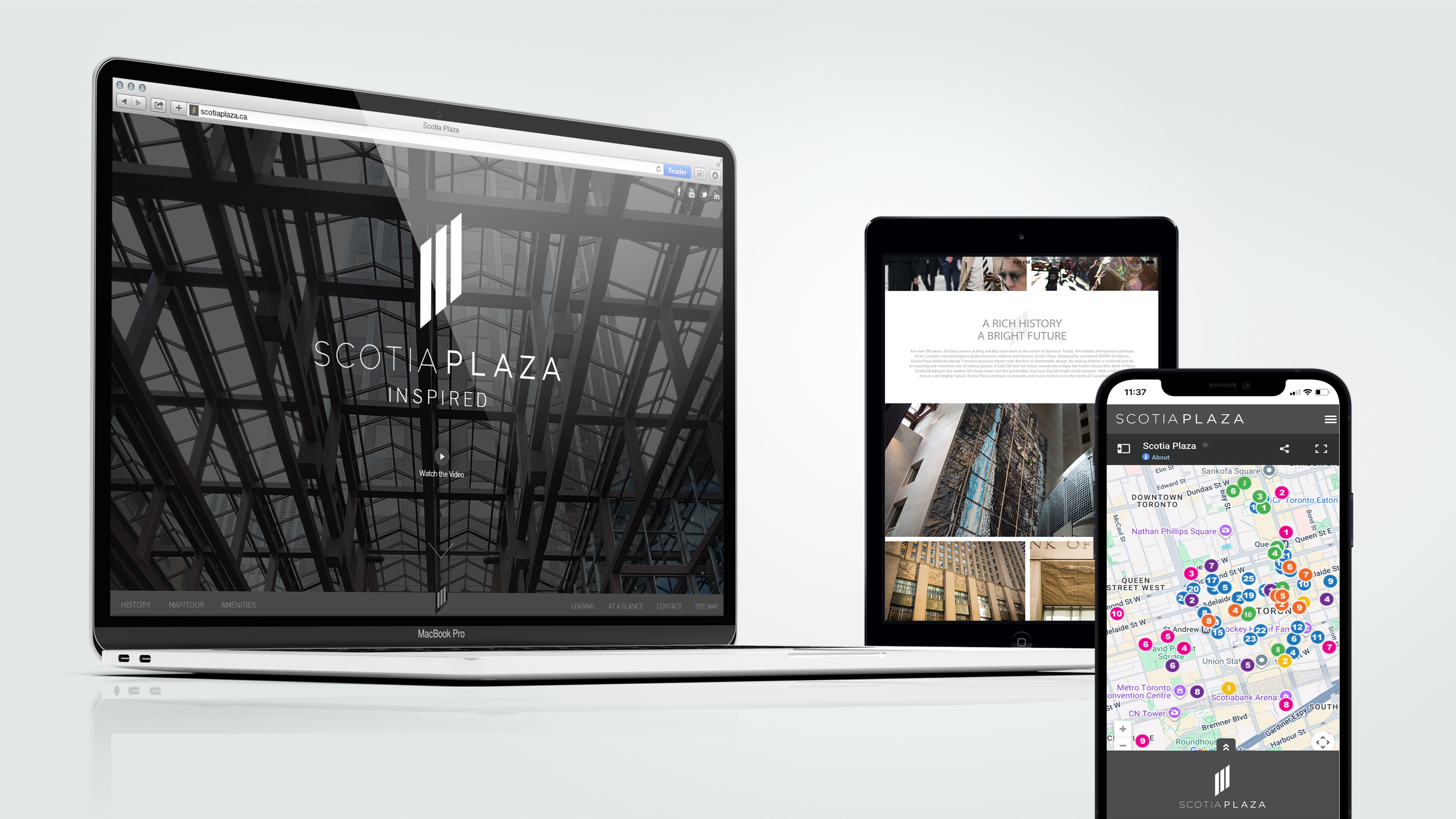 website shown on MacBook, iPad, iPhone