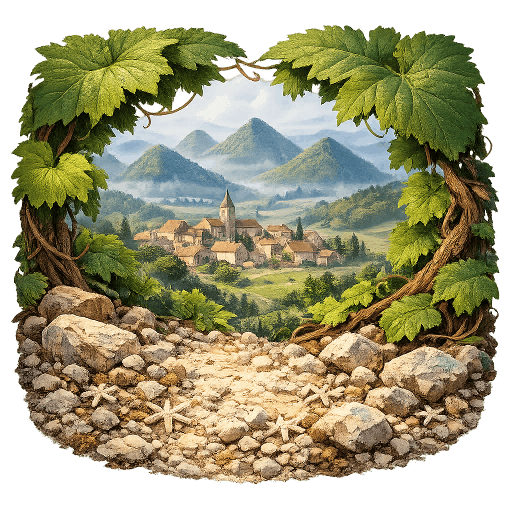 Detailed graphic of the L’Étoile wine region.