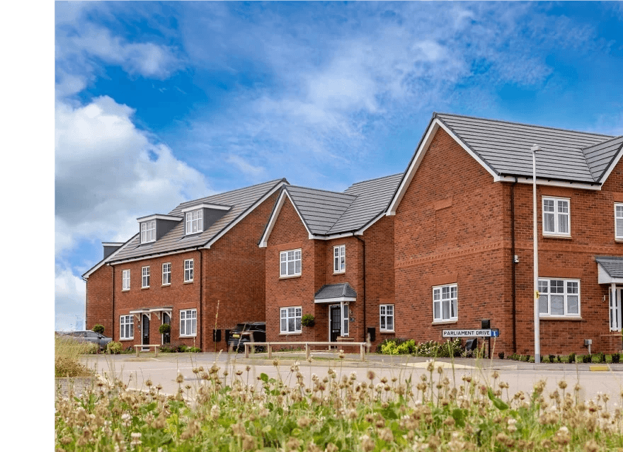 New-build housing development, background for a client testimonial from Vistry