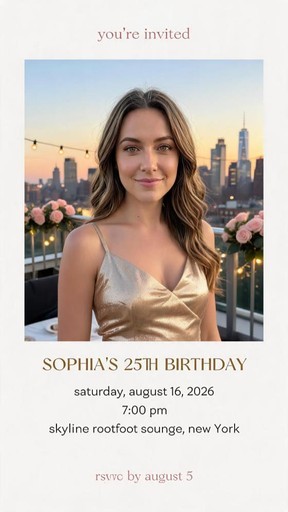 Approved vertical birthday invitation ready to export and share