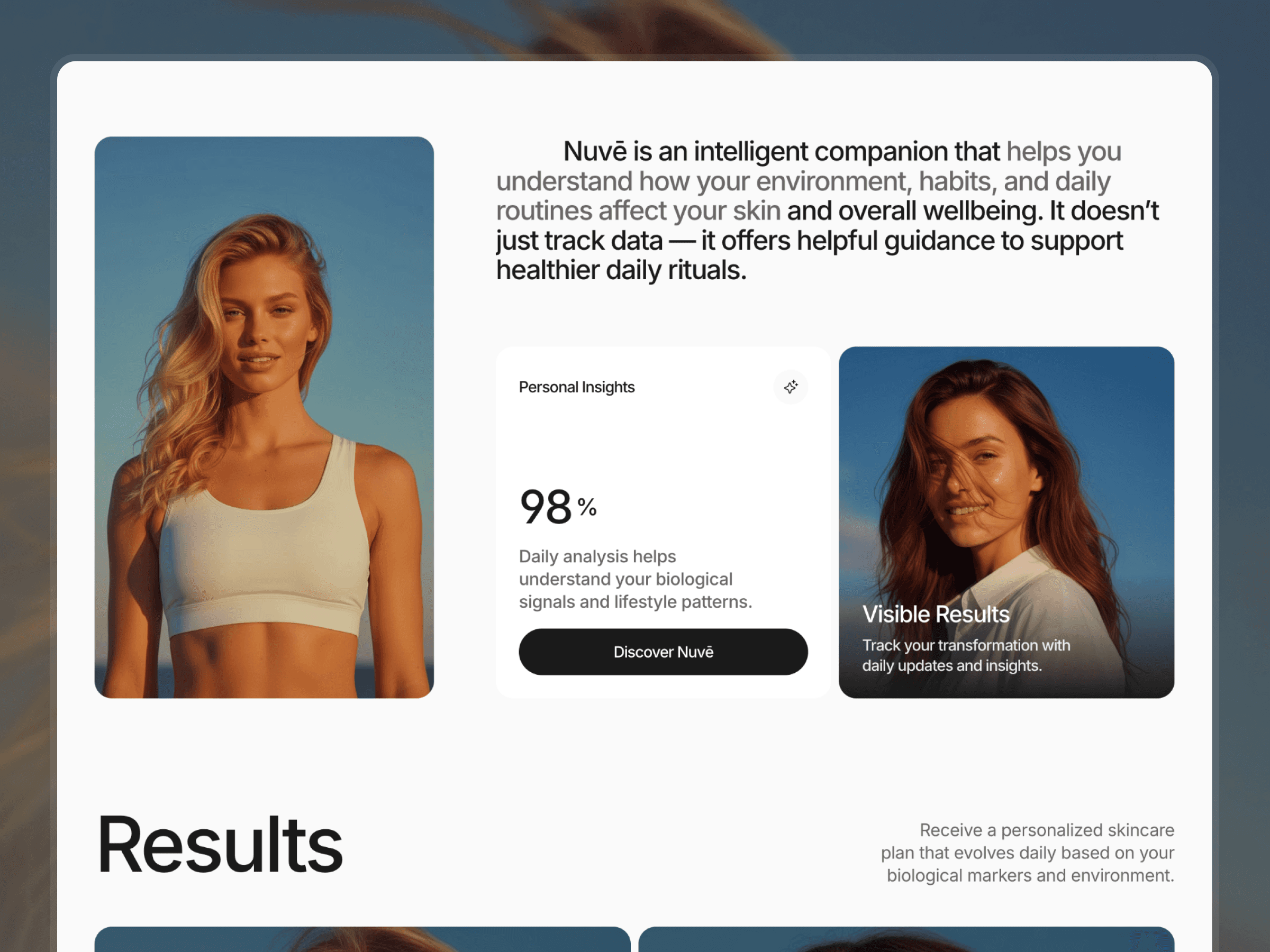 AI skincare insights dashboard showing skin analysis and glow score results