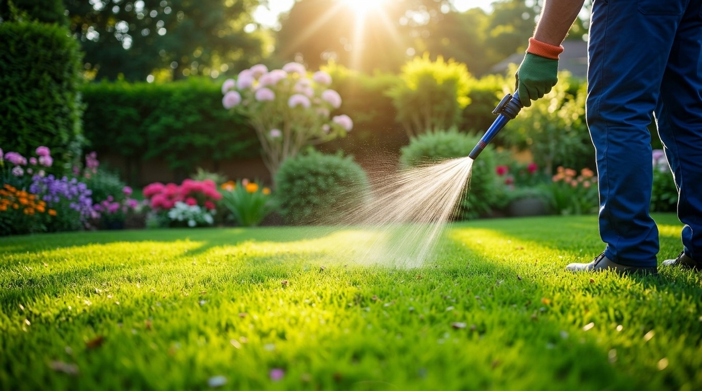 Man Watering grass
