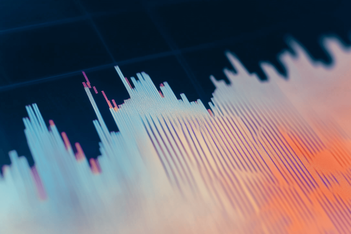 Abstract data waveform visualization with colorful gradients