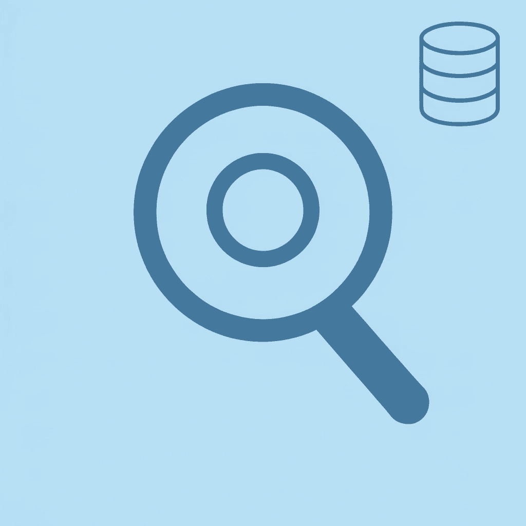 Magnifying glass icon representing focused analysis of competitive data