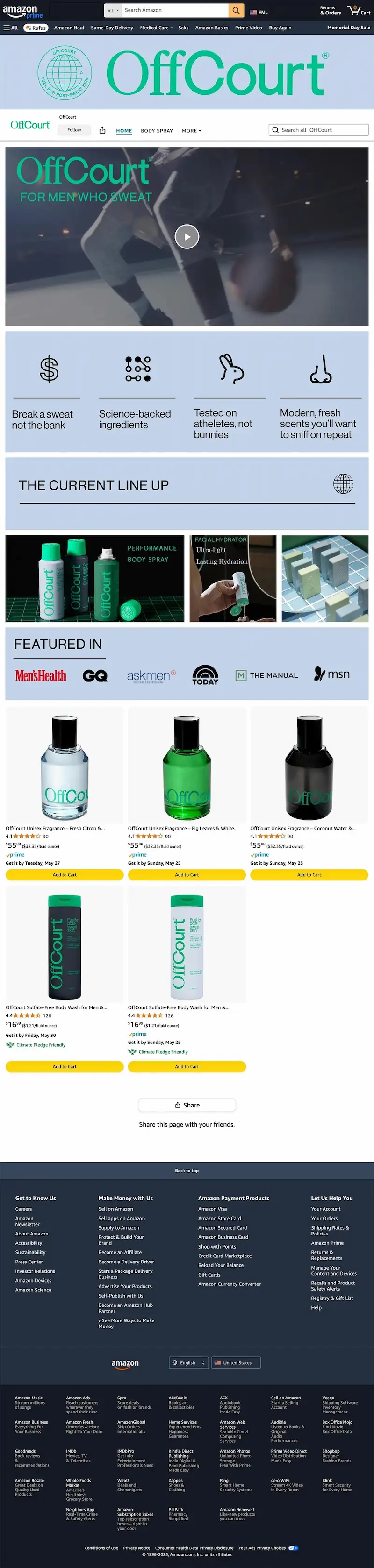 Offcourt Amazon Homepage