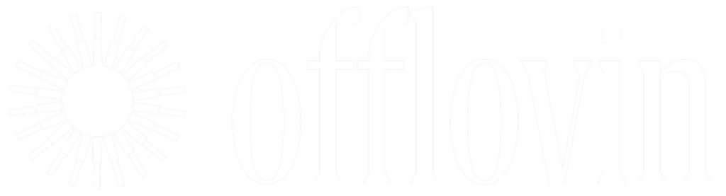 Offlovin logo in white outline
