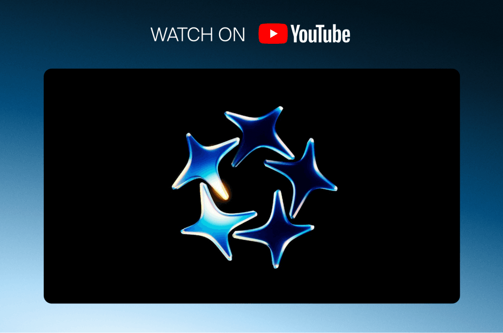 YouTube-Video-Thumbnail mit glänzenden blauen Sternen, Demo der KI-Layouterstellung mit Framer Wireframer