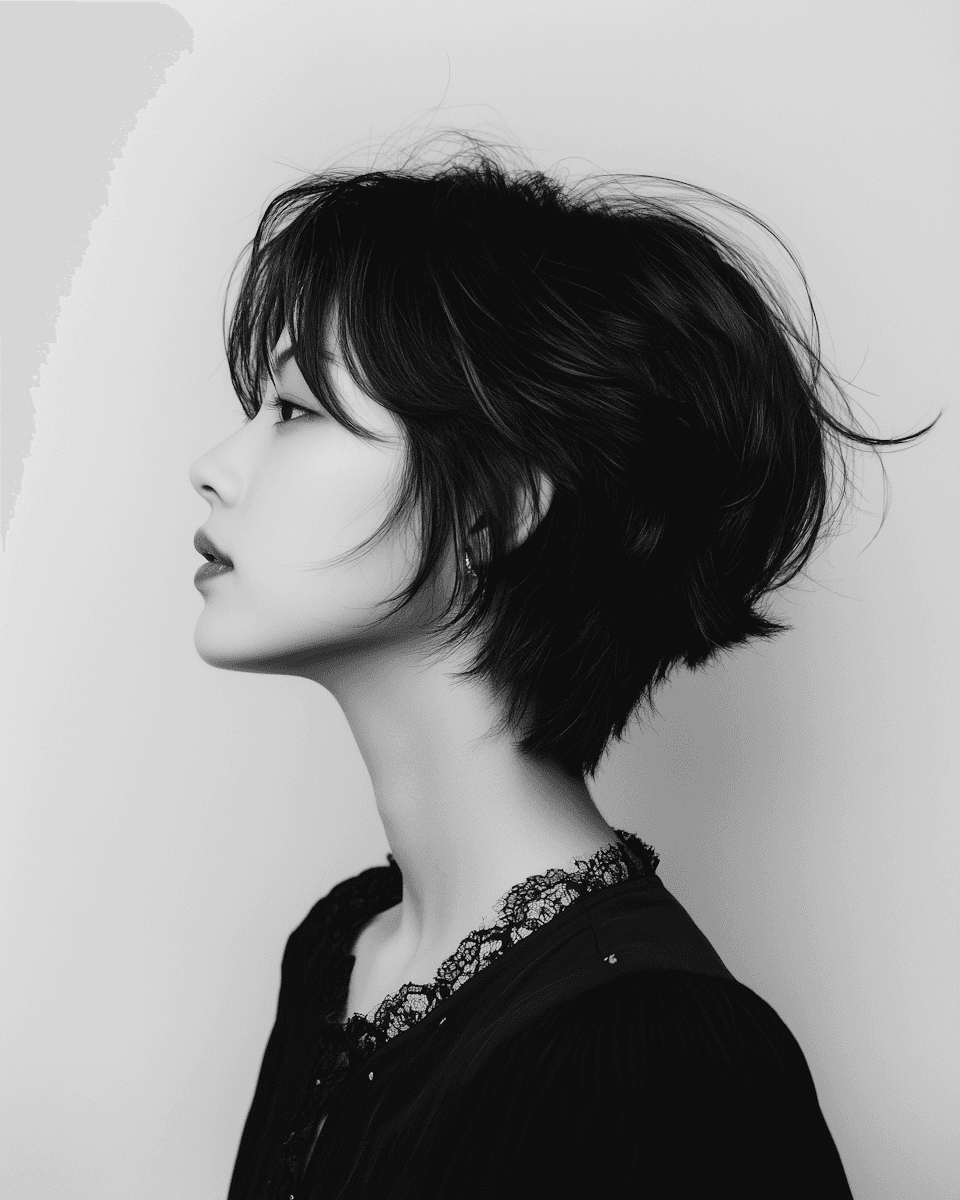 Photo of a girl in black and white