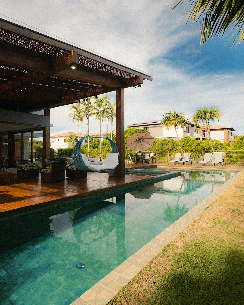 Luxury tropical villa with pool and outdoor seating