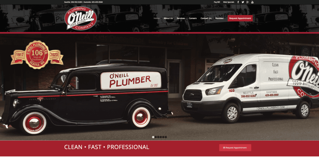 Oneil Plumbing website example