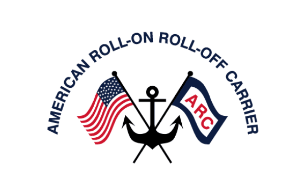 Logo featuring an American flag, a nautical anchor, and a second flag, with text above in a circular format.