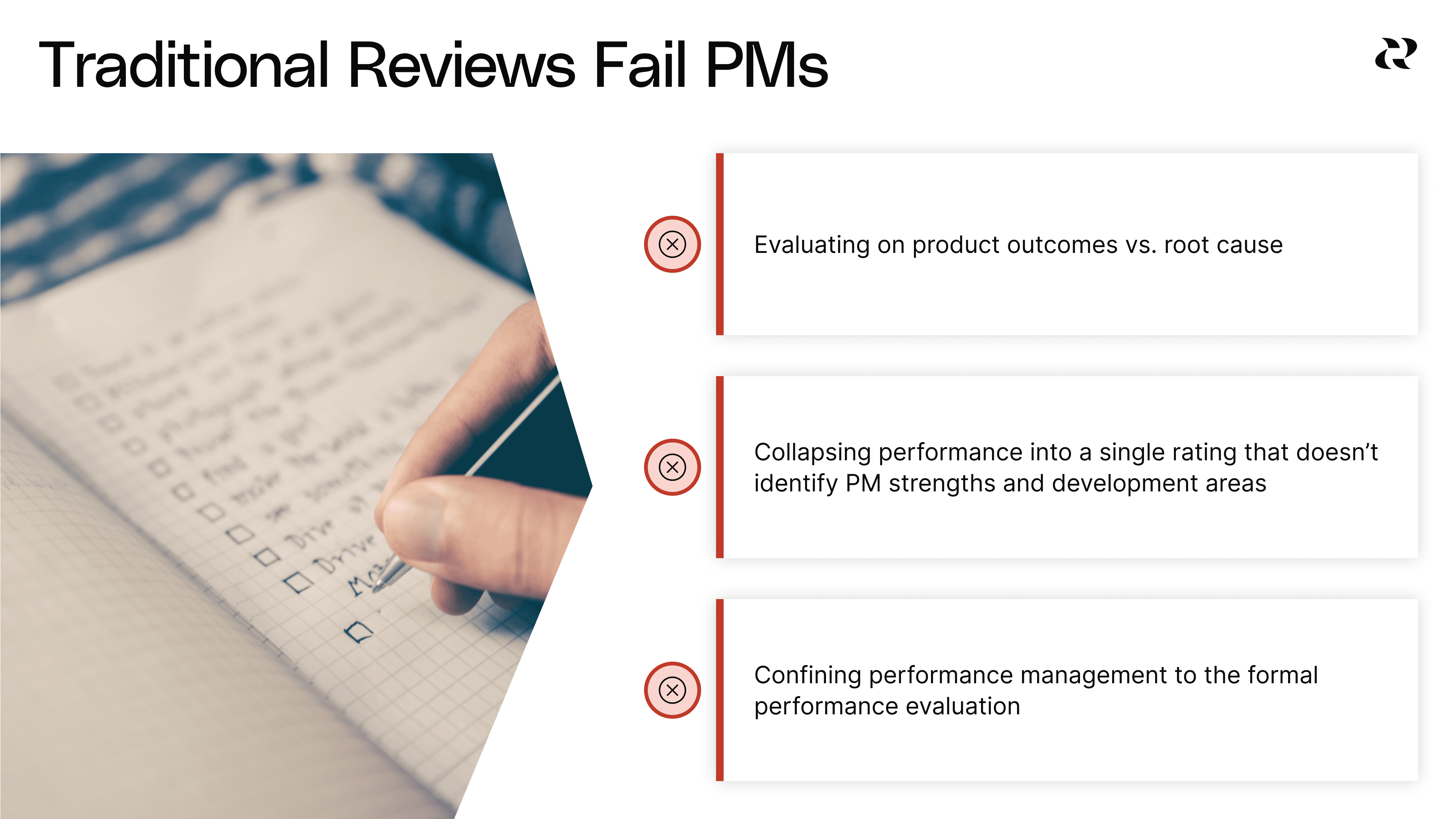 traditional reviews fail pms