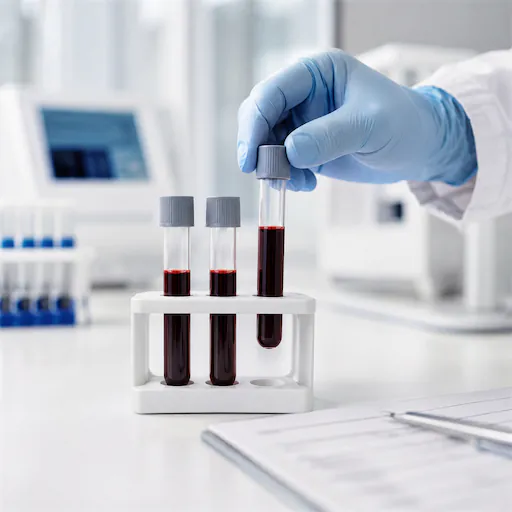 Bloedmonsters worden in een laboratorium onderzocht op een mogelijk ijzertekort.