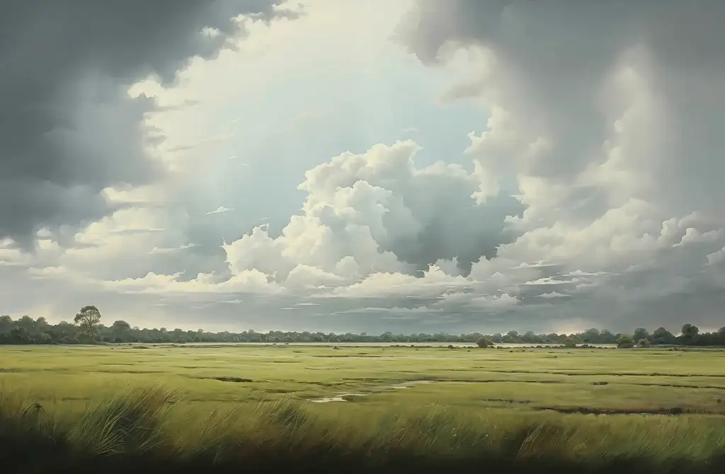 Folk Fable AI 1800's painting of everglade landscape print