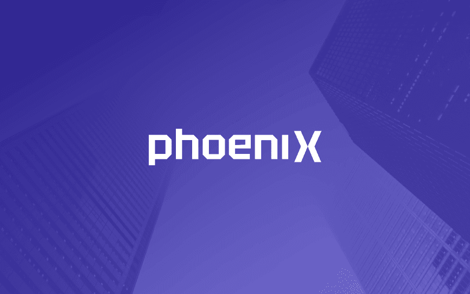 White logo on purple background