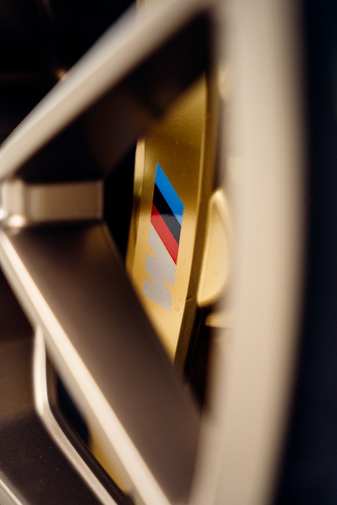 Close-up of the brake system on a BMW M model