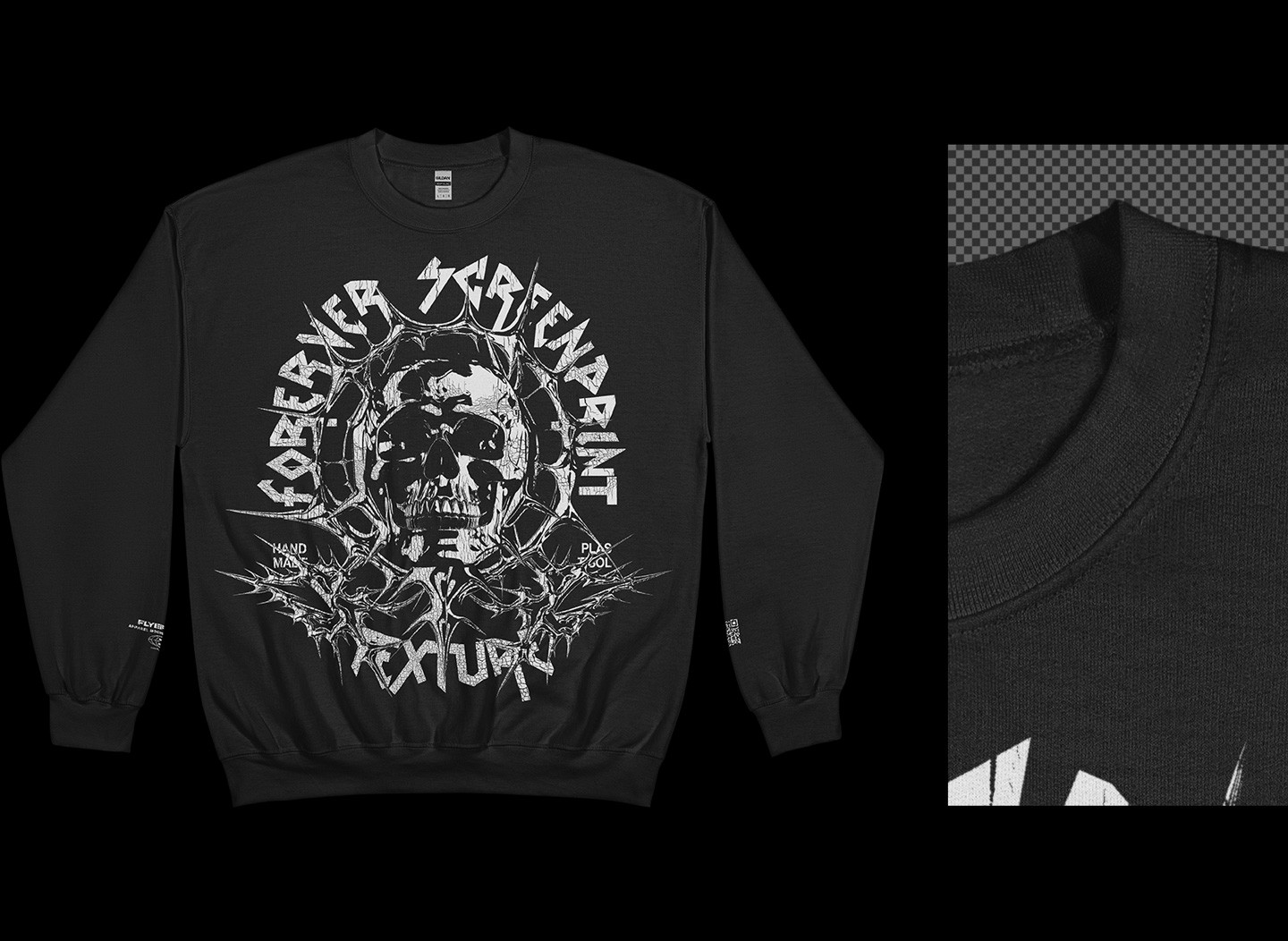 Gildan 18000 Crewneck Folded Arms mockup fabric detail close up high resolution