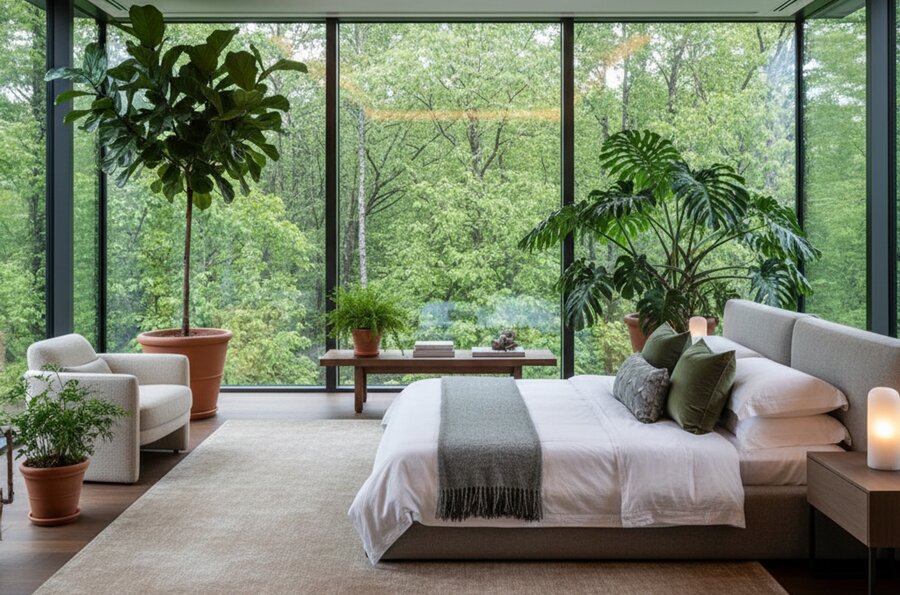 Airbnb bedroom plants