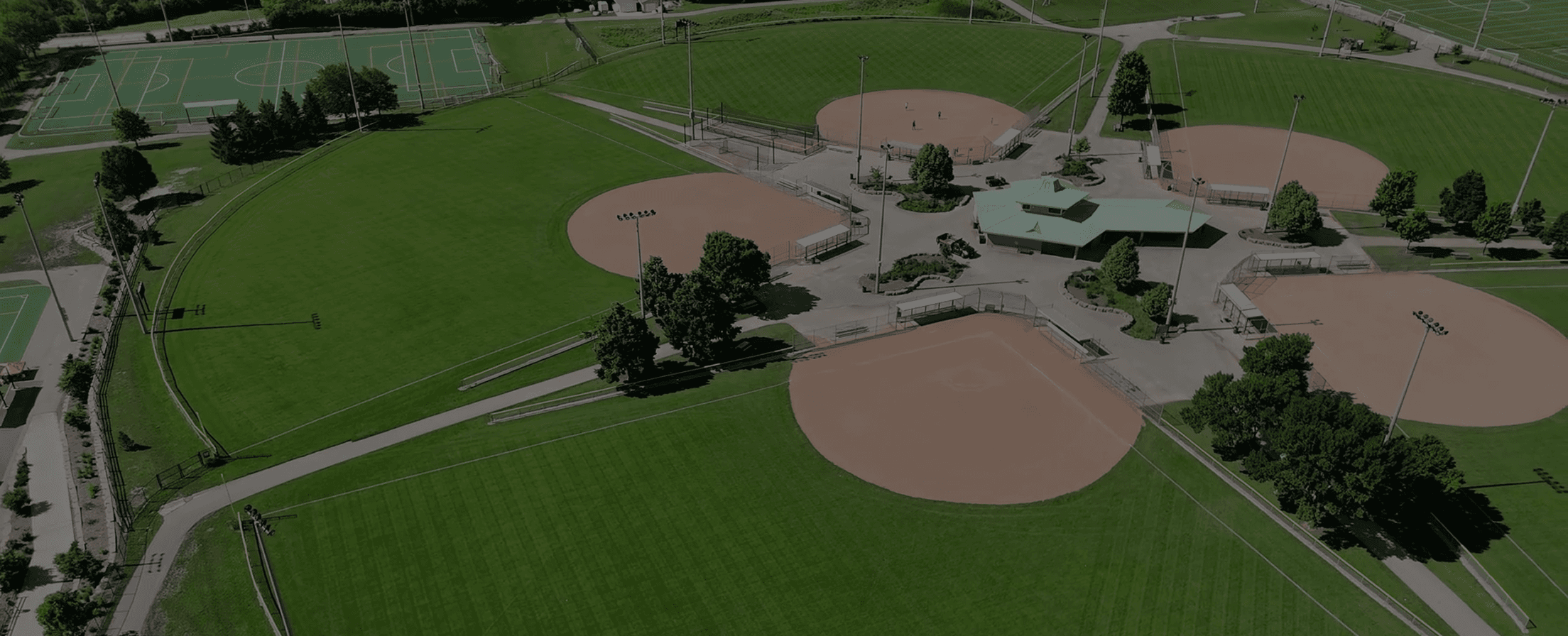 Aerial shot of baseball fields
