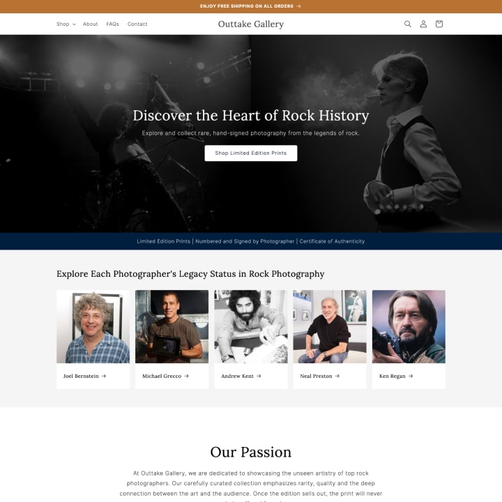 Web design for Outtake Gallery by Stauber Creative in Bend