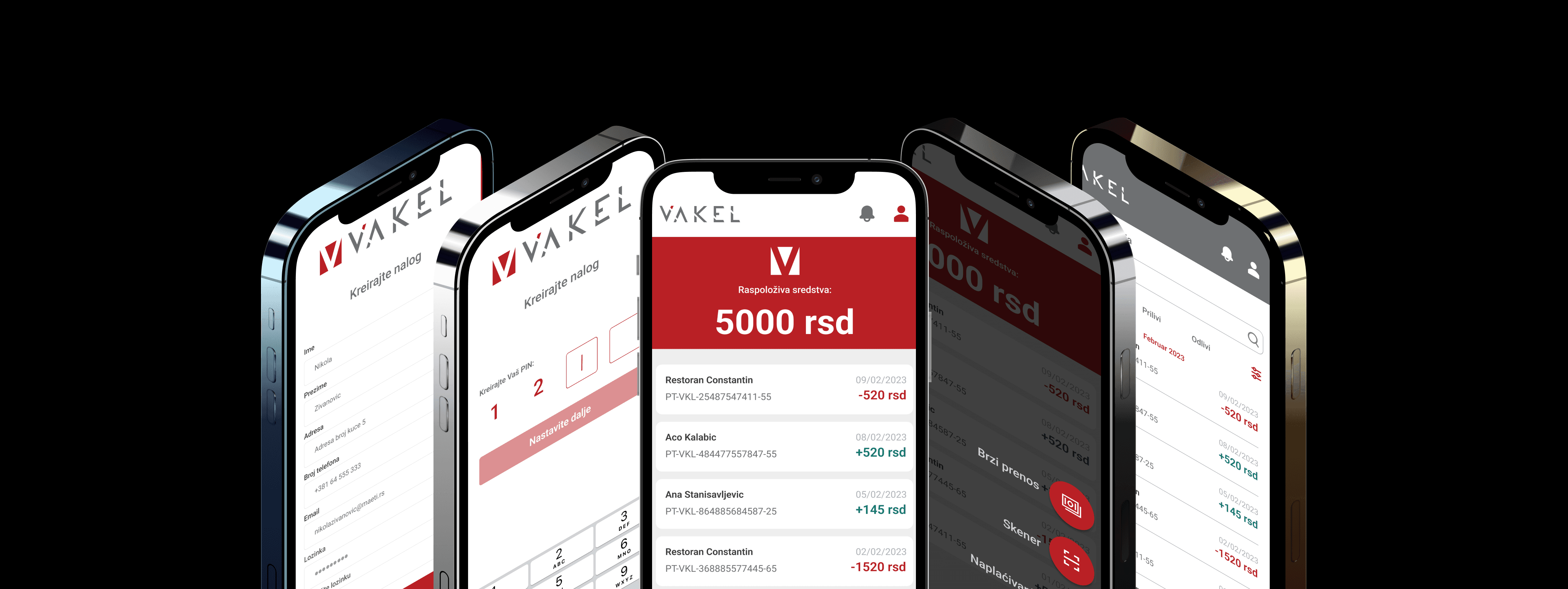 Slika mockupa razlicitih stranica aplikacije