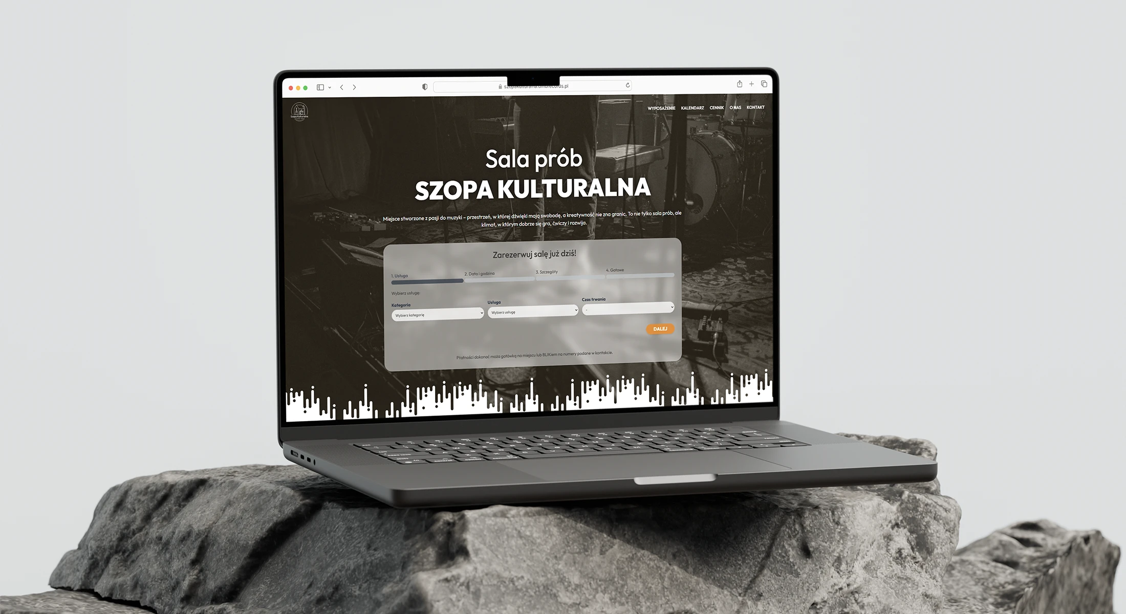 Strona internetowa Szopa Kulturalna — sala prób muzycznych z Opola