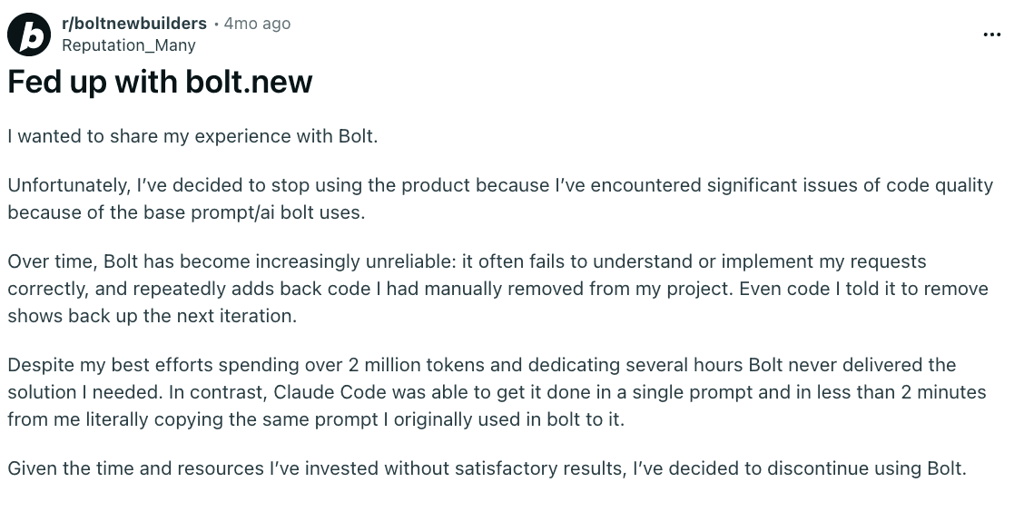 bolt challenges Unfinished or Empty project outputs