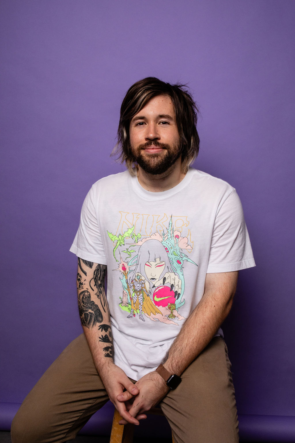 Close up of a man holding design papers