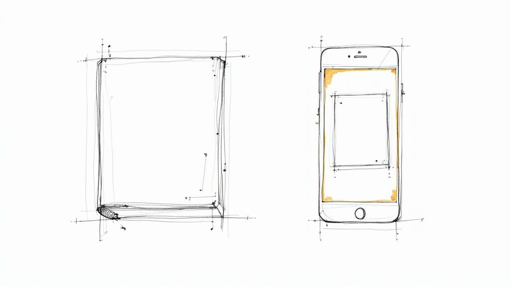 A side-by-side comparison of a printed welcome book on a coffee table and a digital welcome book on a smartphone screen.