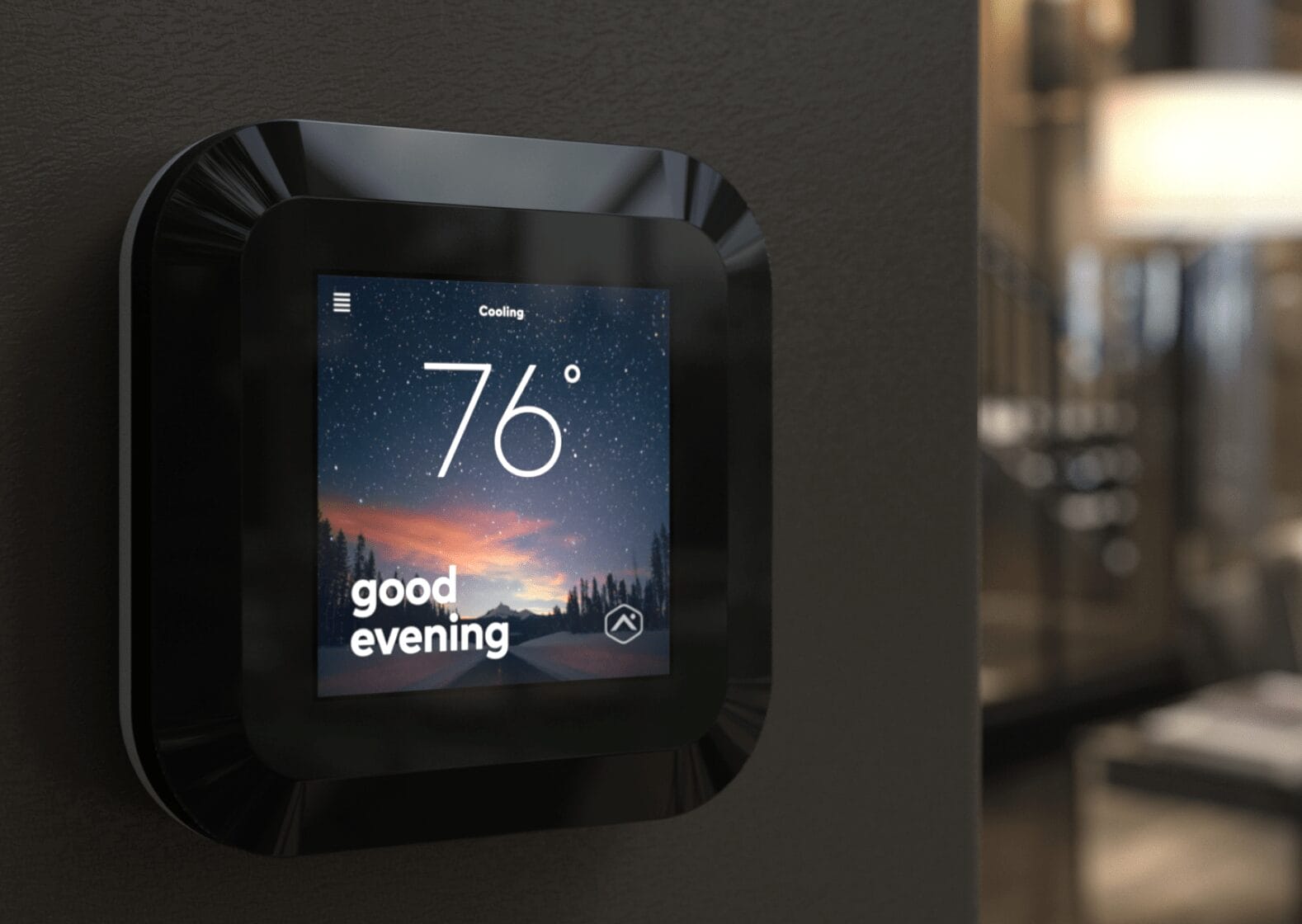 A smart thermostat in the evening