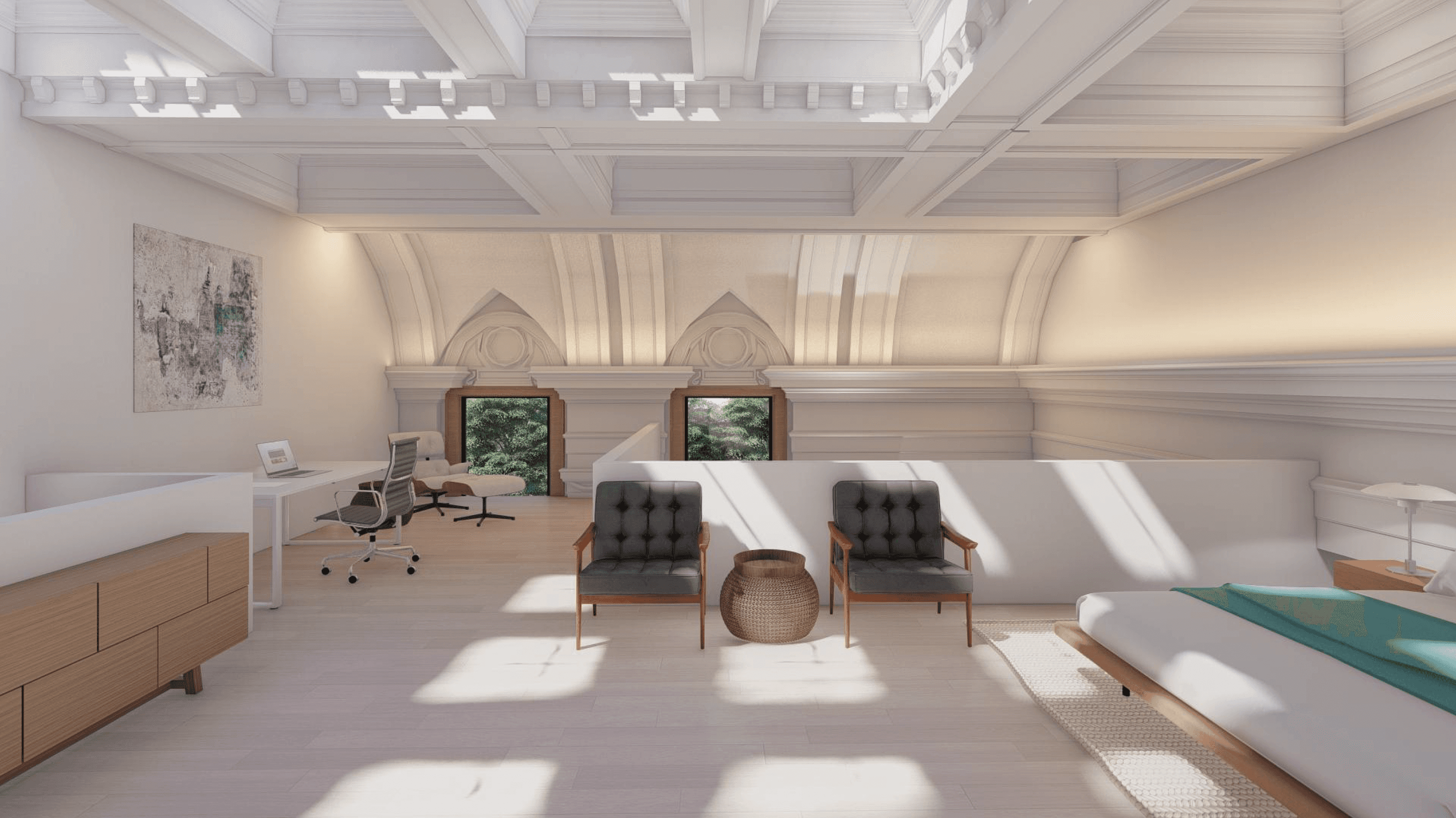 patio set in terrace overlooking city