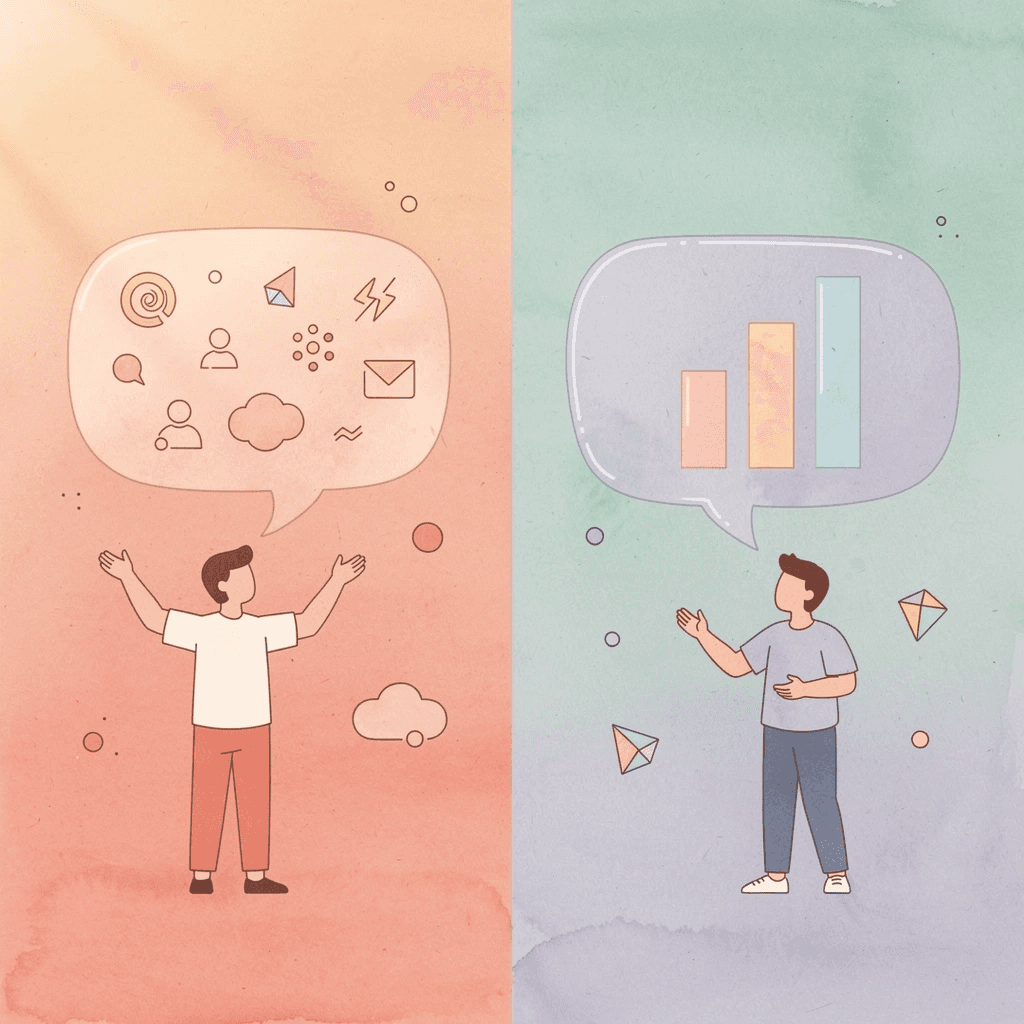 Scene showing two different types of sellers side by side