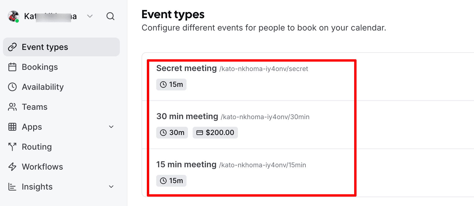 meeting duration in Cal