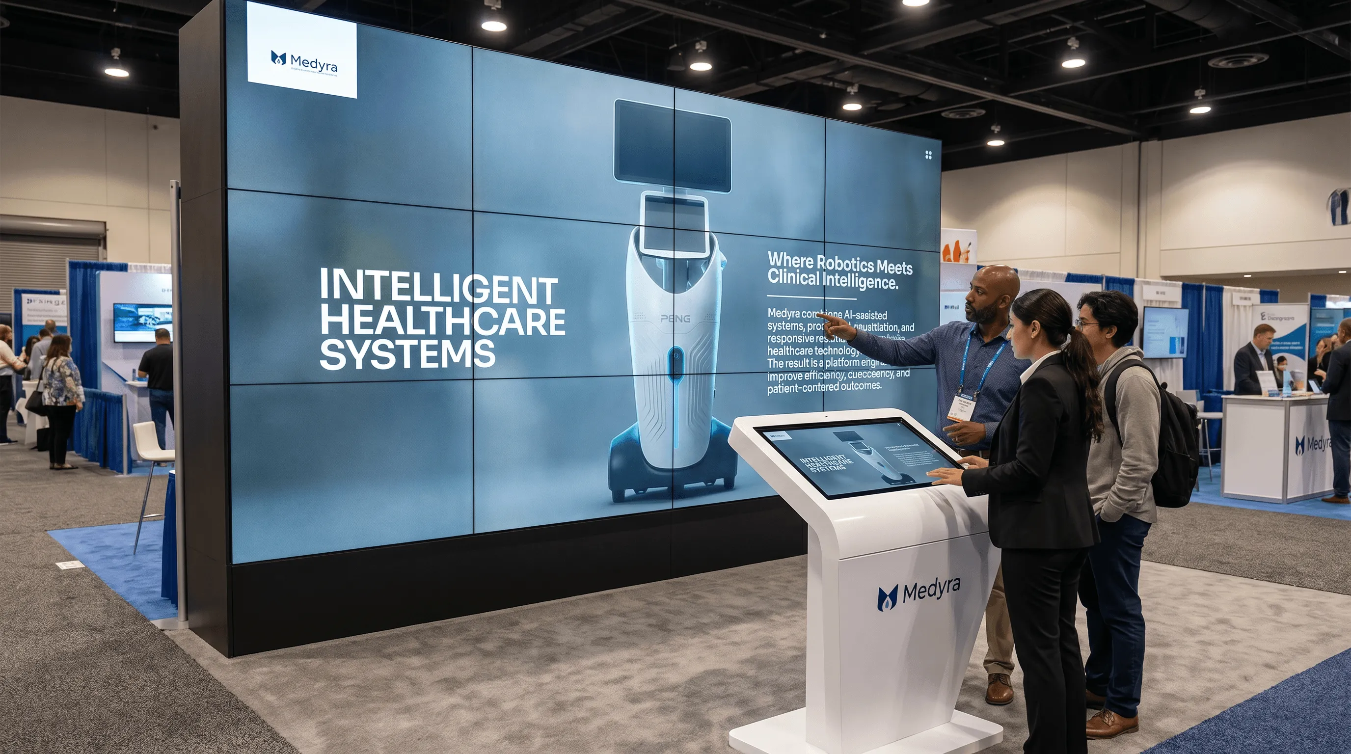 Medyra ProScan digital twin on large trade-show display wall