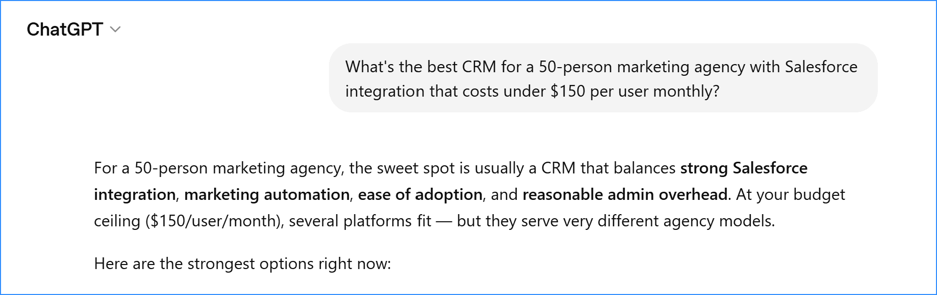 Best CRM for marketing agency - Chat GPT