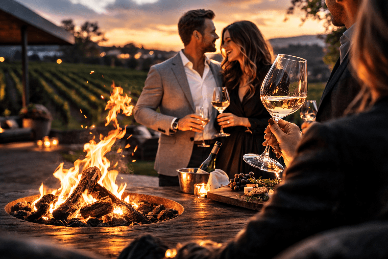 a beach bonfire in the evening